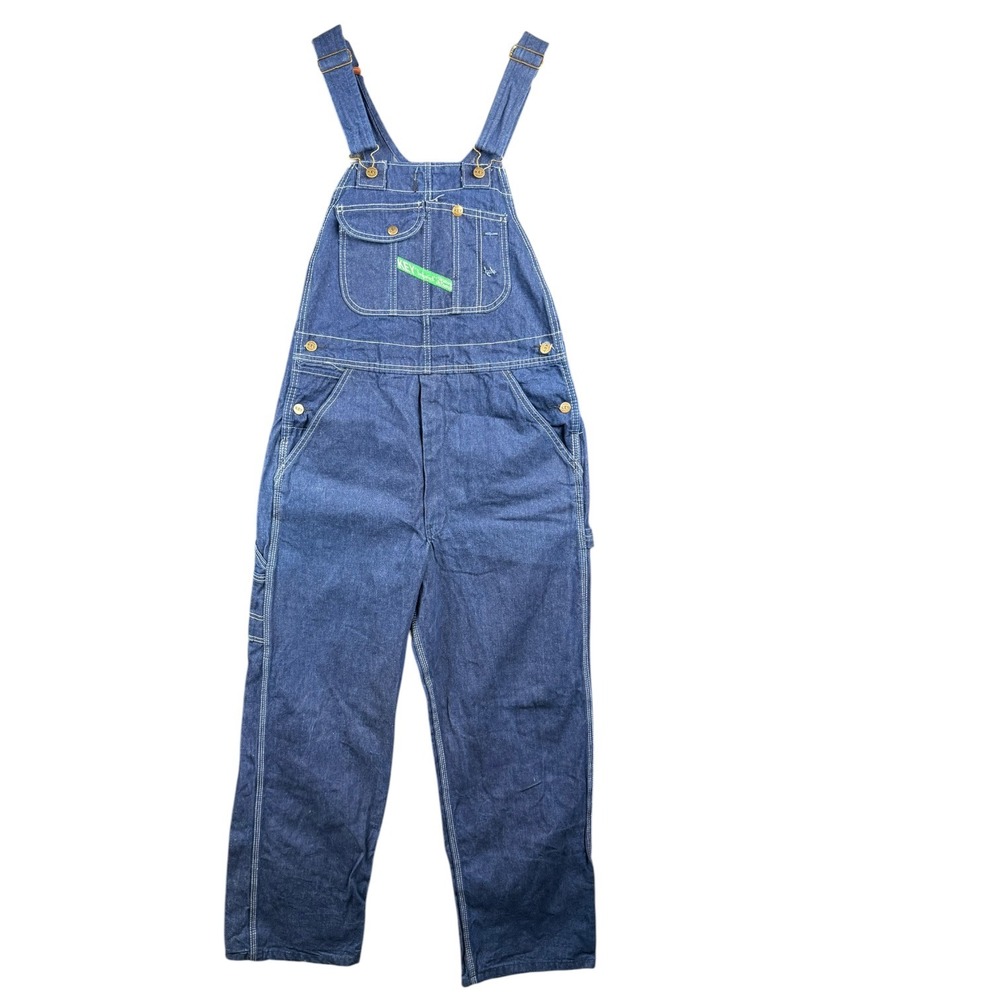Key Imperial Blue Denim Bib Overalls Workwear 34x32 High Back Cotton Gorpcore